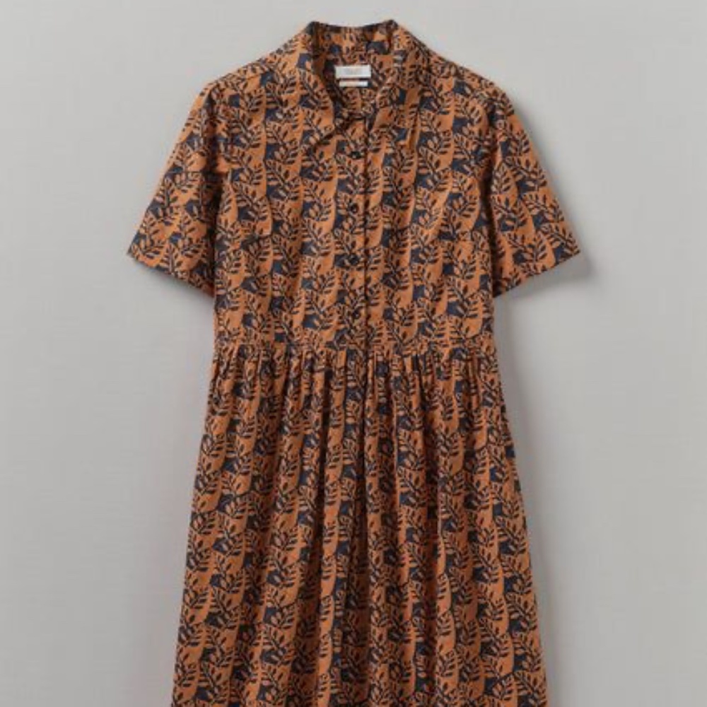 NWT TOAST UK6 Selma Cotton Shirt Dress | Midnight/Spice Size 2
